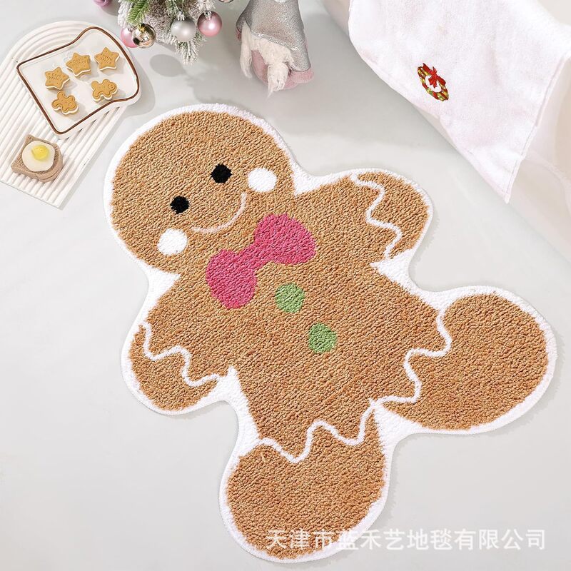 亚马逊圣诞节氛围仿羊绒脚垫跨境玄关易打理地垫客厅异形装饰地毯|undefined