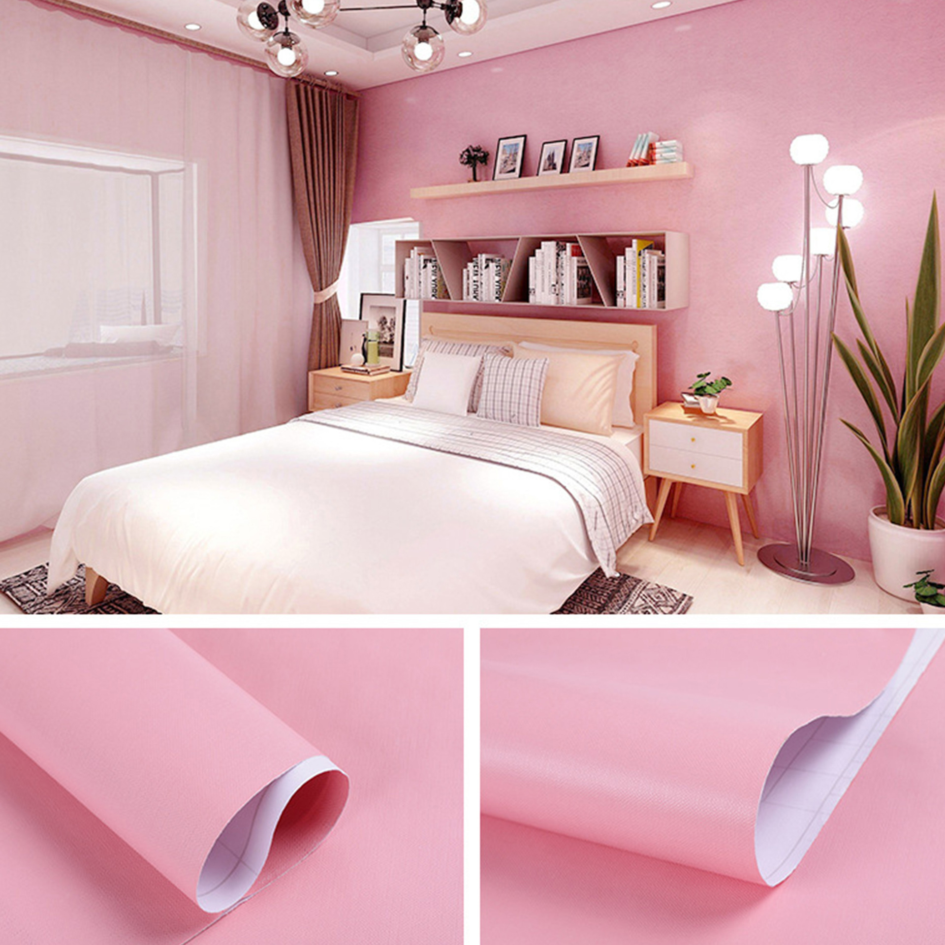 Solid color wallpaper simple self-adhesive bedroom living room renovation stickers white plain dormitory decoration waterproof and moisture-proof background wallpaper