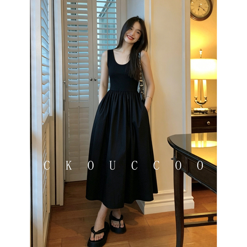 Rongtai Cool-Toned Elegant Silk Modal Solid Color Tank Dress for Women, Simple Casual Style U-Neck A-Line Long Dress for Summer Rongtai Cool-Toned Elegant Silk Modal Solid Color Tank Dress for Women, Simple Casual Style U-Neck A-Line Long Dress for Summer