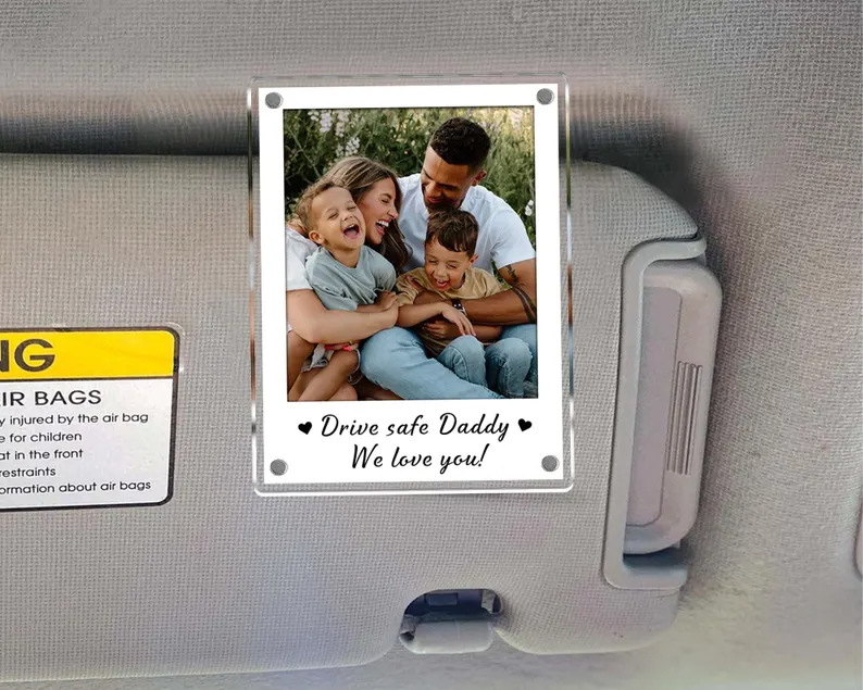 Etsy New Product Dad Car Sun Visor Clip Photo Holder Personalized Custom Universal Magnetic Acrylic
