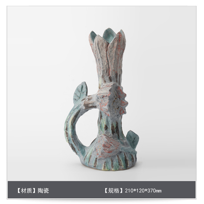 中世スタイルのセラミックフラワー花瓶装飾アートB&Bモデルルームゲストテーブルハイエンドフラワーアレンジメント装飾|undefined