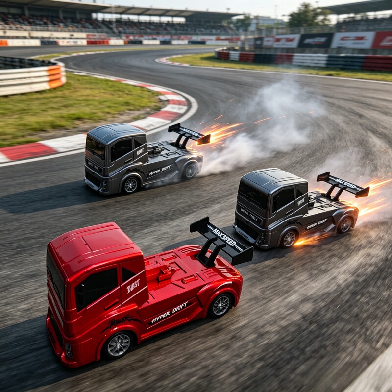 Cross-Border Heavy-Duty Truck Rc Remote Control Racing Car 4Wd 1:24 High-Speed Half-Scale Light-Up Drift Toy for Boys