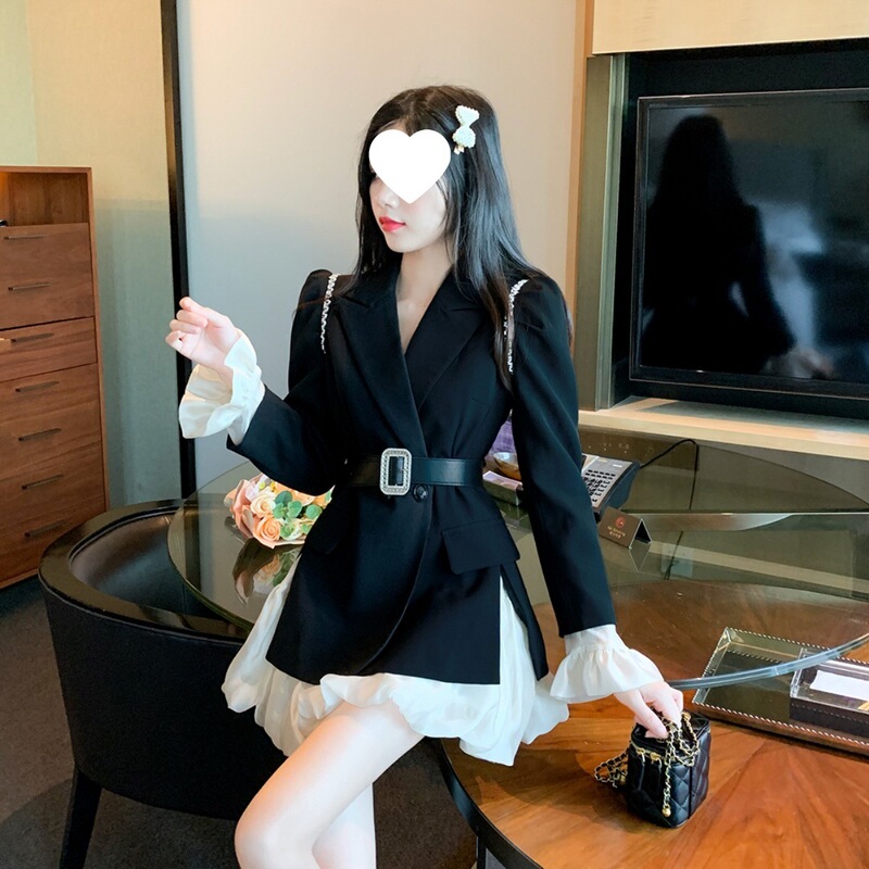气质名媛小香风西装套装女2025新款春秋高级感小个子蓬蓬裙两件套|undefined