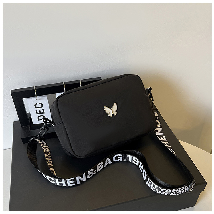 wholesale elegant butterfly simple small bag women's nylon cloth wide shoulder strap underarm bag casual shoulder solid color crossbody bag undefined