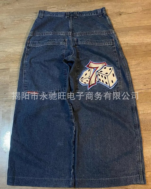 流行のヒップホップのアメリカのレトロな春と秋の新型の個性のゆったりしているストレートのジーパンの広い足のカジュアルなモップのズボン|undefined