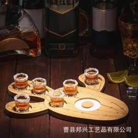 创意木质仙人掌造型调酒托盘龙蛇胆飞行板竹木沾糖托盘酒杯架托盘
