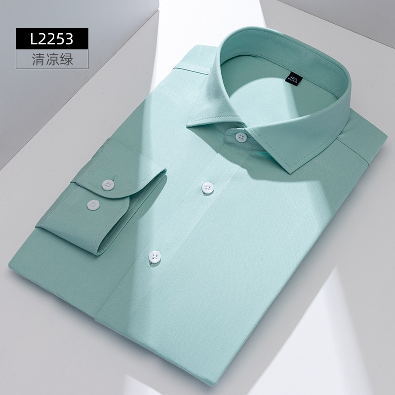 Camisa de Vestir para Hombre de Fibra de Bambú, Elástica, Sin Planchado, para Negocios