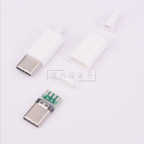 USB 3.1 C-Type Connector with PCB Board, Soldered USB 3.1C Plug, Black Housing