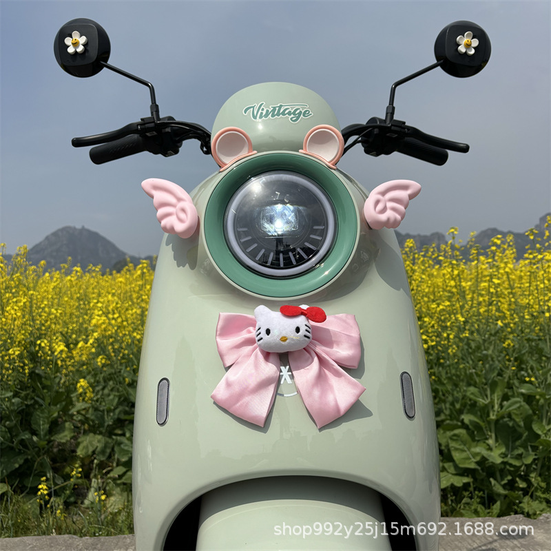 Aima Tailg Accessories Electric Vehicle Decoration Accessories 2025 Niu Electric Car Modification Helmet Stickers Emma Metaverse (Auto Parts and Accessories) - free-film-free-gem-sticker-pink-cat-ears-pink-wings-kitten-doll-white-daisy