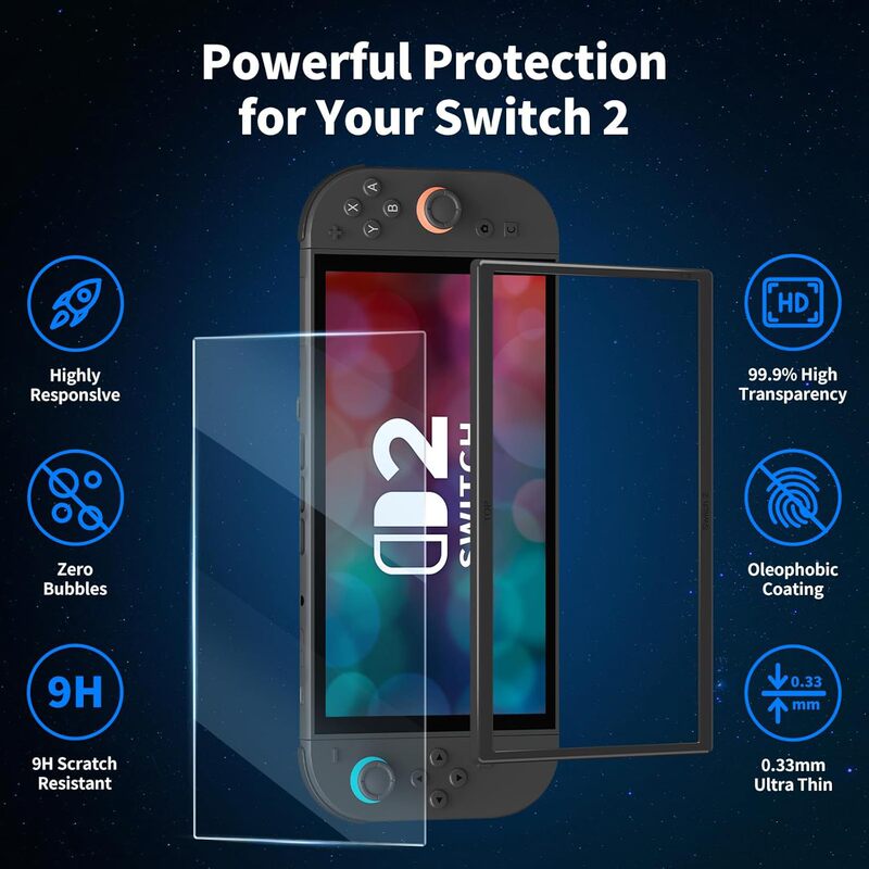 适用switch 2钢化膜除尘仓Switch高铝贴膜OLED游戏机高清工厂批发|undefined