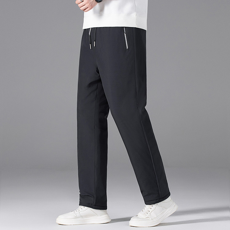 Winter fleece-lined windproof and cold-proof cotton pants for middle-aged and elderly men, lamb fleece elastic drawstring wholesale men's high-waisted pants