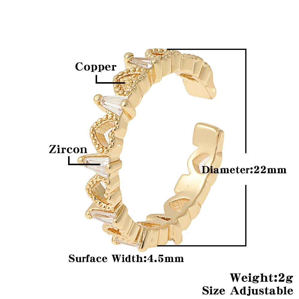 womenu0027s diamond open copper plated real gold heart-shaped tail ring