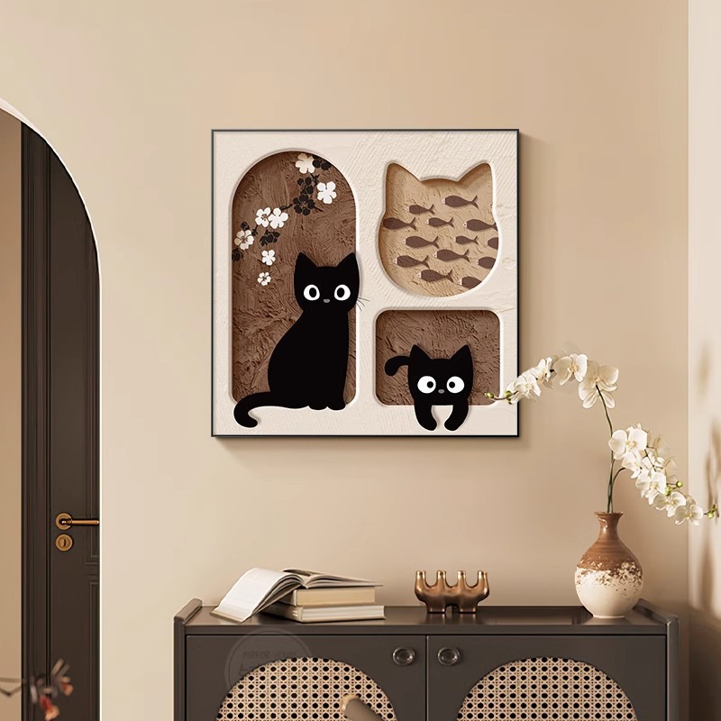 Medieval Style Cat Restaurant Decoration Painting Cartoon Living Room Desktop Wine Bucket Counter Decoration Hanging Painting Bedroom Bedside Mural