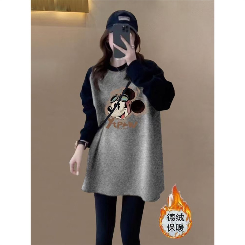 Women's Long Korean Style Loose Casual Top Thickened Warm Base Shirt for Autumn and Winter Women's Long Korean Style Loose Casual Top Thickened Warm Base Shirt for Autumn and Winter