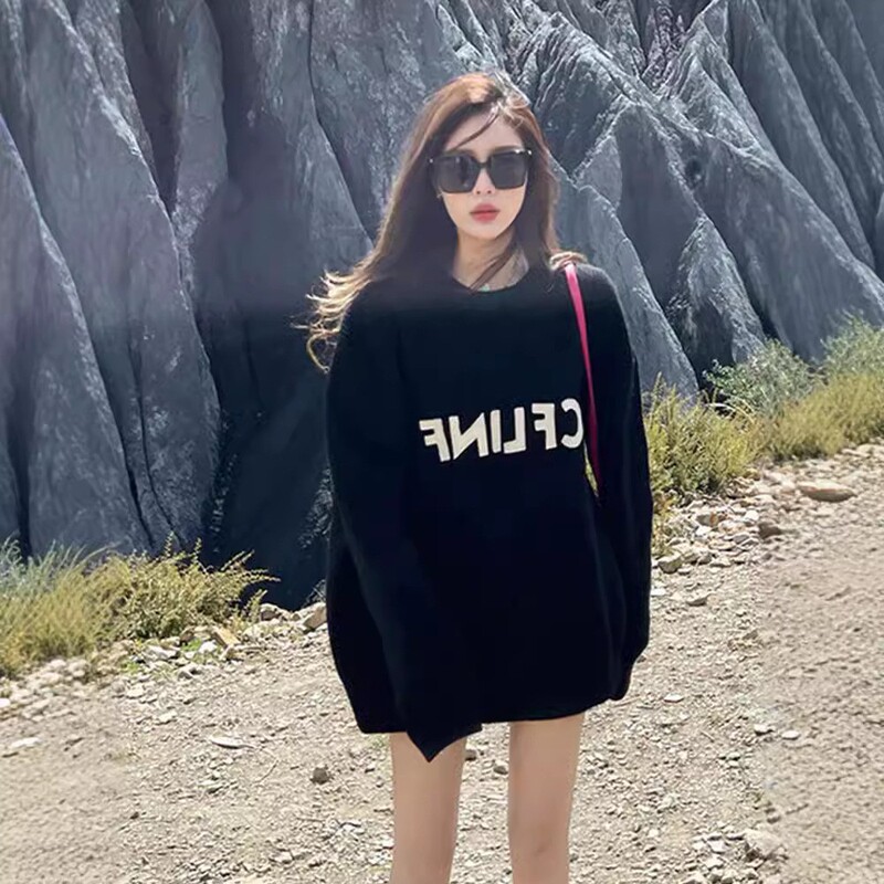 Korean-style fashion letter print long-sleeve sweatshirt for women, suitable for autumn, winter, spring, and fall, casual, loose, mid-length, slimming and figure-flattering 6298 Korean-style fashion letter print long-sleeve sweatshirt for women, suitable for autumn, winter, spring, and fall, casual, loose, mid-length, slimming and figure-flattering 6298