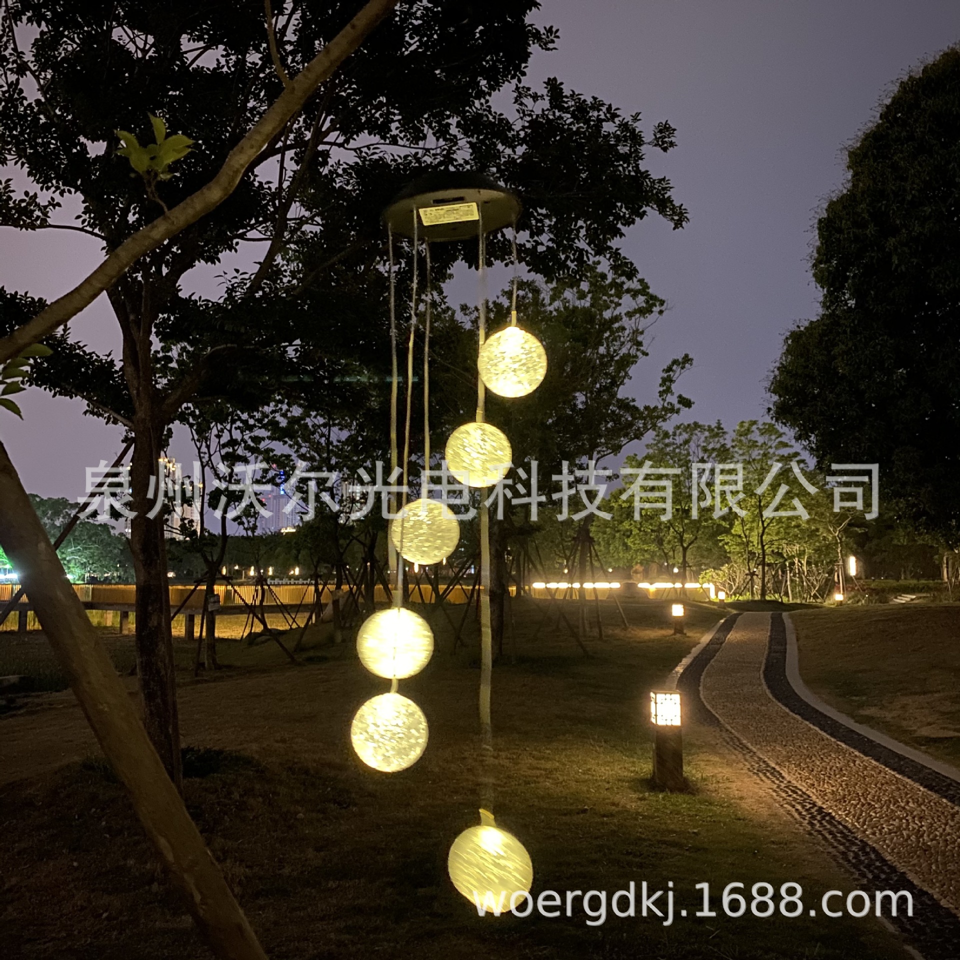 热销 太阳能粒子球灯串风铃 七彩变色蝴蝶蜻蜓仙鹤户外庭院装饰灯