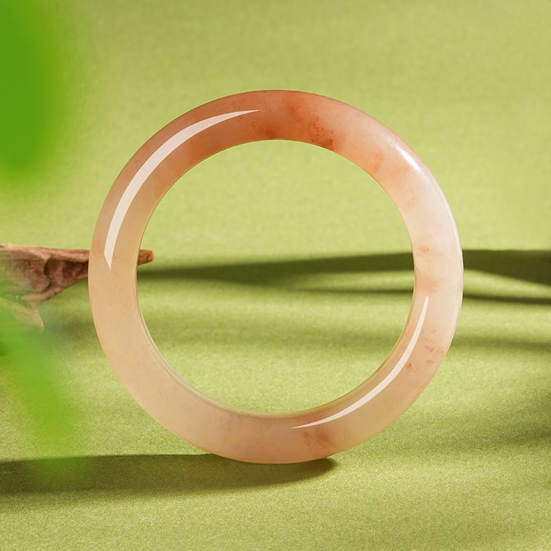 복숭아꽃 천연 골드 제이드 팔찌 제이드 팔찌 제이드 핑크 복숭아 행운 중국 스타일 여자 팔찌 선물