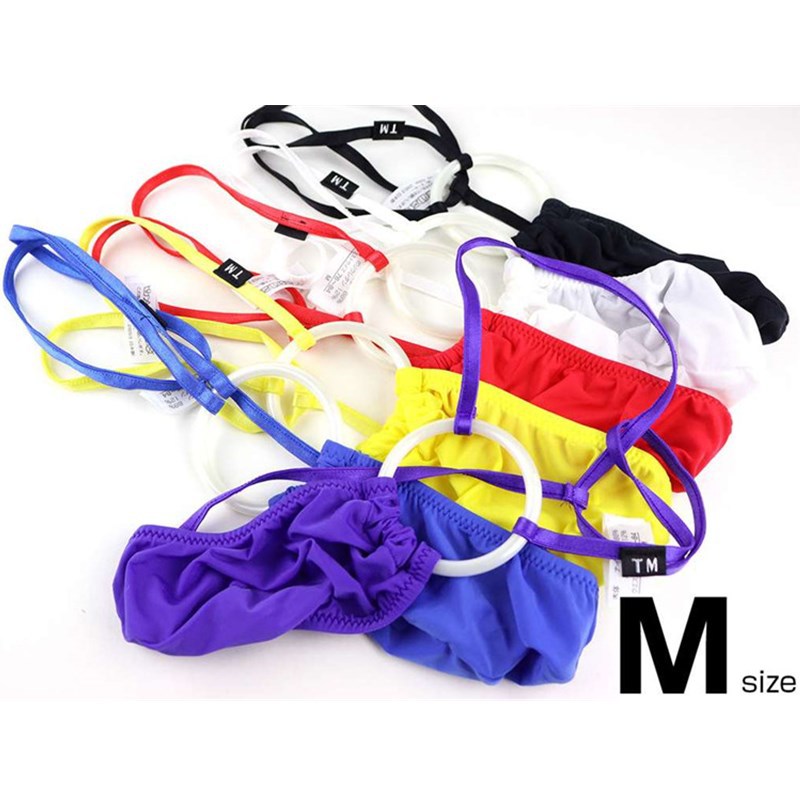 Tanga de los hombres cintura delgada en forma de O JJ conjunto de plástico círculo grande ropa interior de los hombres sexy de alta elástico de seda de hielo de los hombres T Pantalones