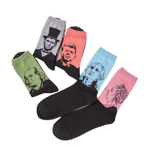 Fashion trendy socks wholesale casual men's cotton socks character avatar mid-calf socks without jams