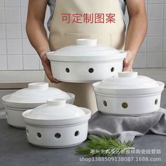 酒店餐具干锅蜡烛保温加热鱼盘圆形汤盘陶瓷热菜盘餐厅家用明炉
