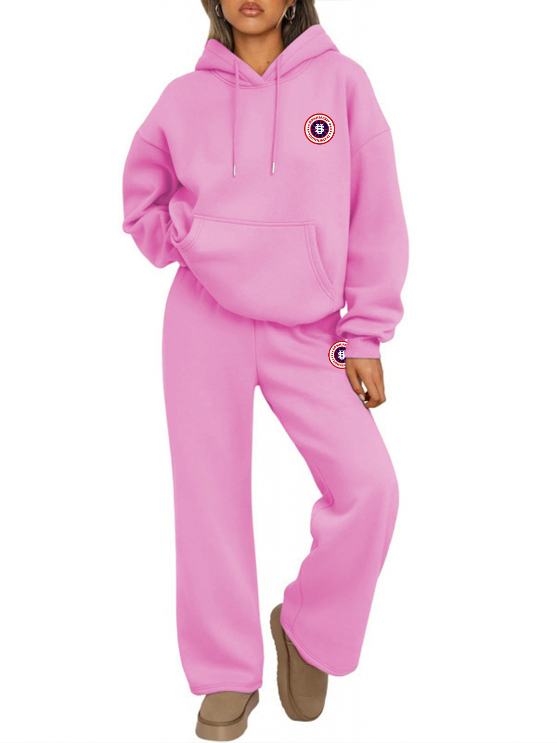 ​​Trendy Letter Print Hoodie & Wide-Leg Pants Set – Unisex Streetwear Loungewear​​ Relaxed Wide-Leg Fit​​_ecoleips.com
