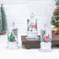 クリスマス水入り透明涙シミュレーションLED電子キャンドルサンタクロース雪だるま雪片ナイトライト