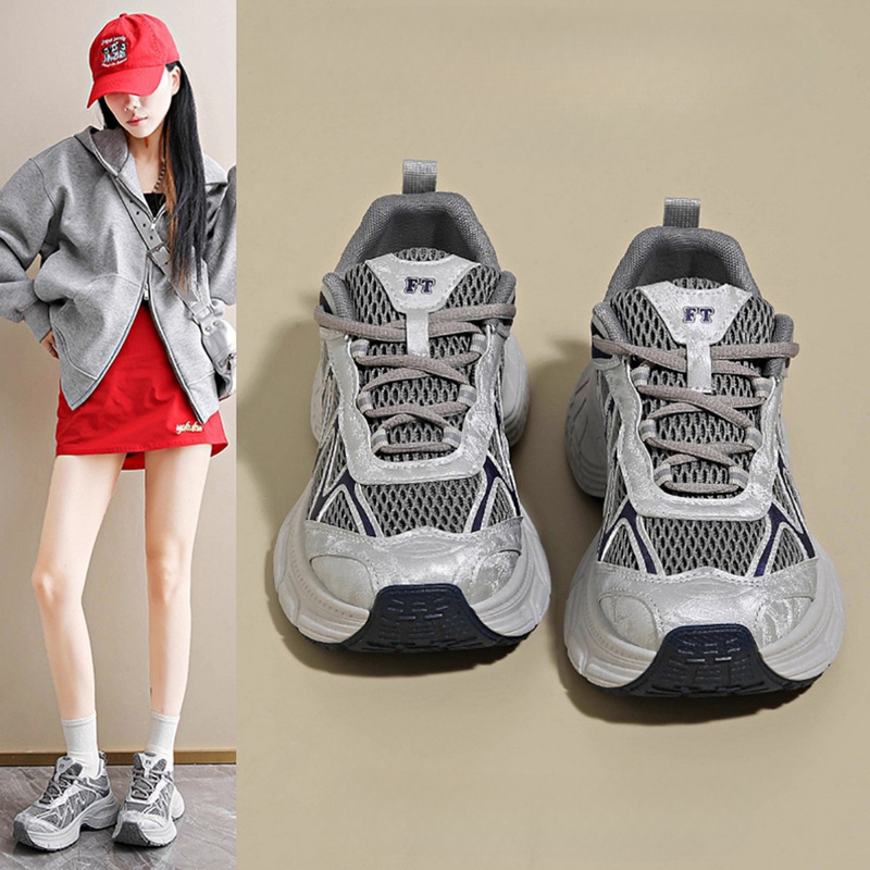 厚底老爹鞋女款2025新款秋季网面休闲运动鞋防滑增高女鞋子ins潮|undefined