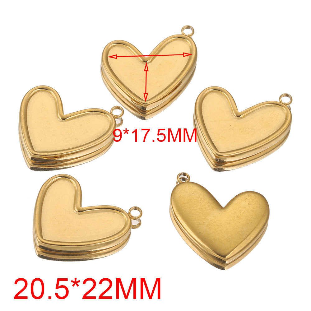 Pendant Jewelry Making Type Real Gold Plated Plating Material 1 Piece 304 Stainless Steel PVD Coated Real Gold Plated Heart Shape Pendant Charms