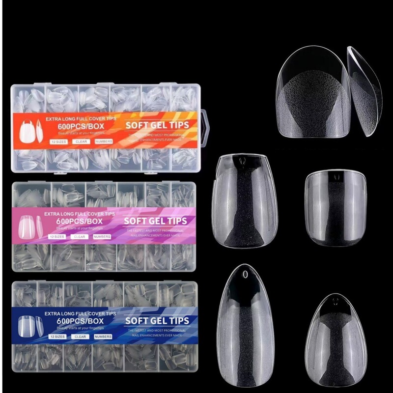 New Style Ultra Short Nail Pieces Short Wear Armor Trapezoidal Almond Armor Full Patch Half Patch Dual-purpose Nail Pieces Ultra-thin and Traceless