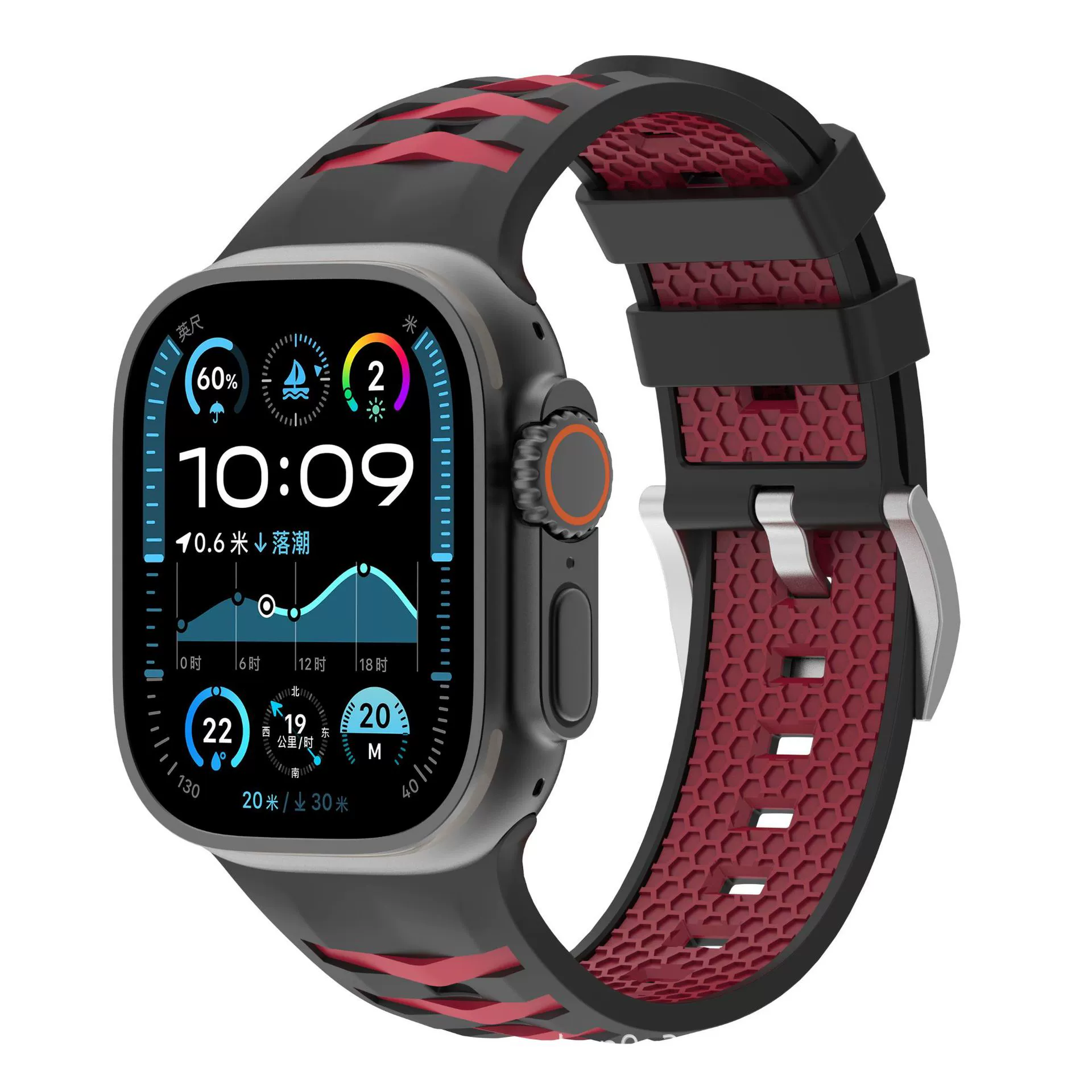 Применимо к высококачественному силиконовому ремешку Apple watch из нержавеющей стали с серебряной пряжкой SE Ultra2 поколения AppleWatch 78910