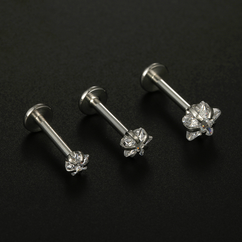 Fashion Star Stainless Steel Plating Zircon Lip Stud display picture 2