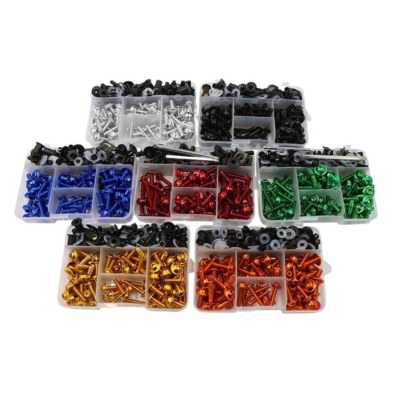 195 unids accesorios de modificación de la motocicleta parabrisas cubierta traje tornillos color carenado traje tornillos
