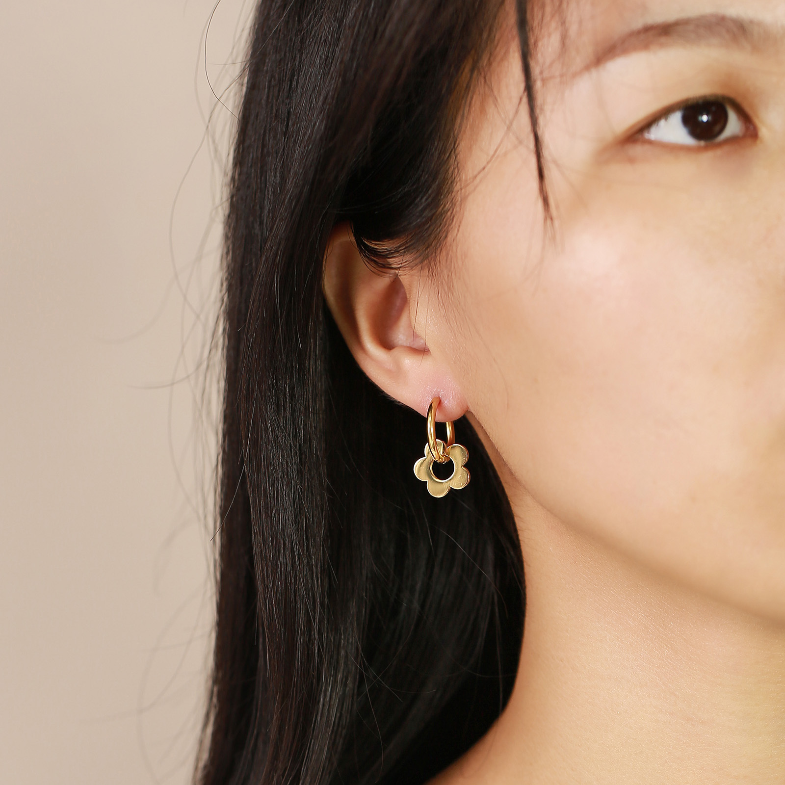 Flower Pattern 1 Pair Simple Style Flower Plating 201 Stainless Steel Stainless Steel Earrings