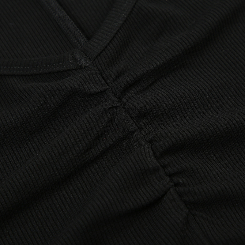 Summer Backless Drawstring Strap Sports Short Sleeved Jumpsuit Pleated Sexy Jumpsuit
