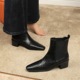 578-22 Thick Heel Chelsea Short Boots, Women's Retro Style, British Pointed Versatile, Slimming and Elastic Cigarette Boots, Martin Boots