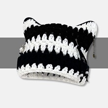 日系手工朋克小恶魔耳朵毛线帽子女秋冬甜酷亚比风针织帽套头冷帽