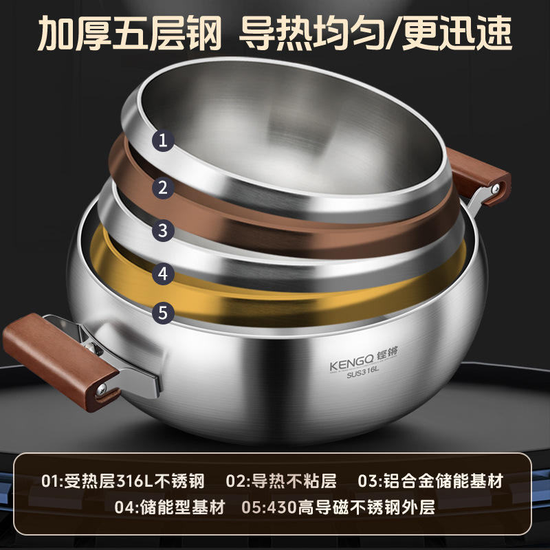 Hot pot de acero inoxidable 316L para hogares, nuevo tipo de limpieza, horno electromagnético especial, pan de pan