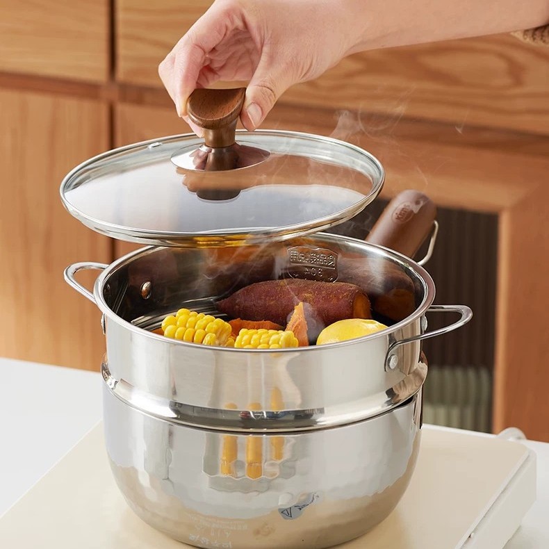 316 material [24cm] with lid + steaming grid (super thick style)