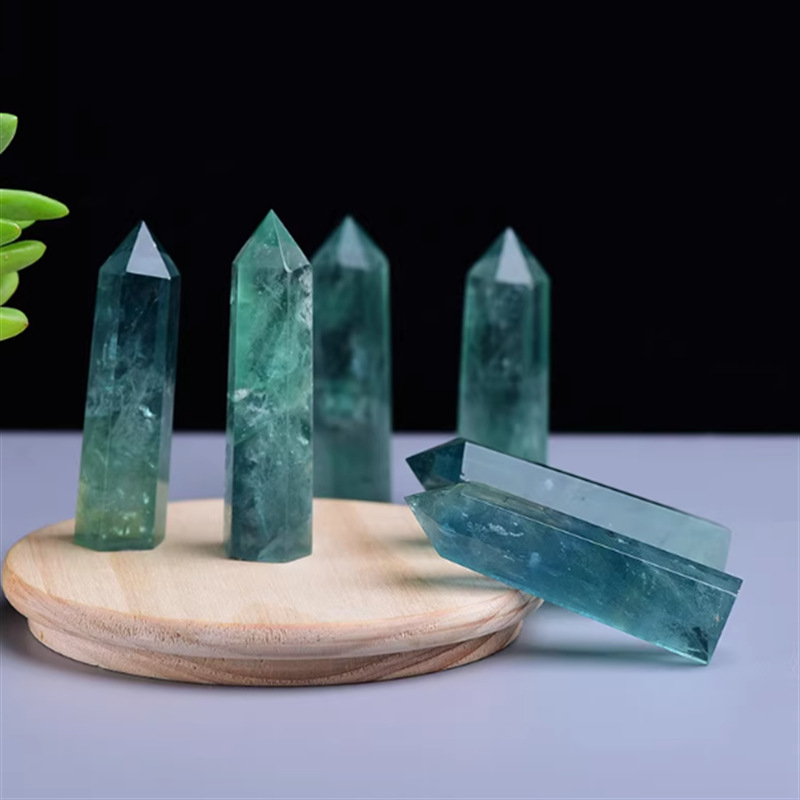 天然紫水晶黒曜石単双尖水晶柱六角柱原石磨き置物ホームリビングオフィス