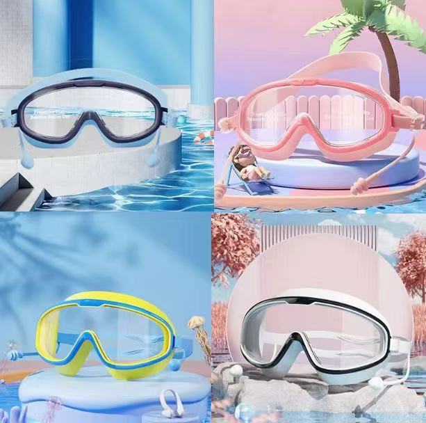 Waterproof, anti-fog, high-definition professional swimming goggles for men and women, children's swimming goggles, swim cap, diving goggles