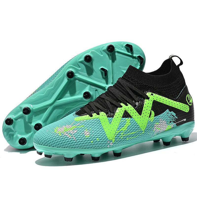 Zapatillas de Fútbol de Caña Alta de Cuero Sintético y TPU, Ligeras, para Césped Natural y Artificial