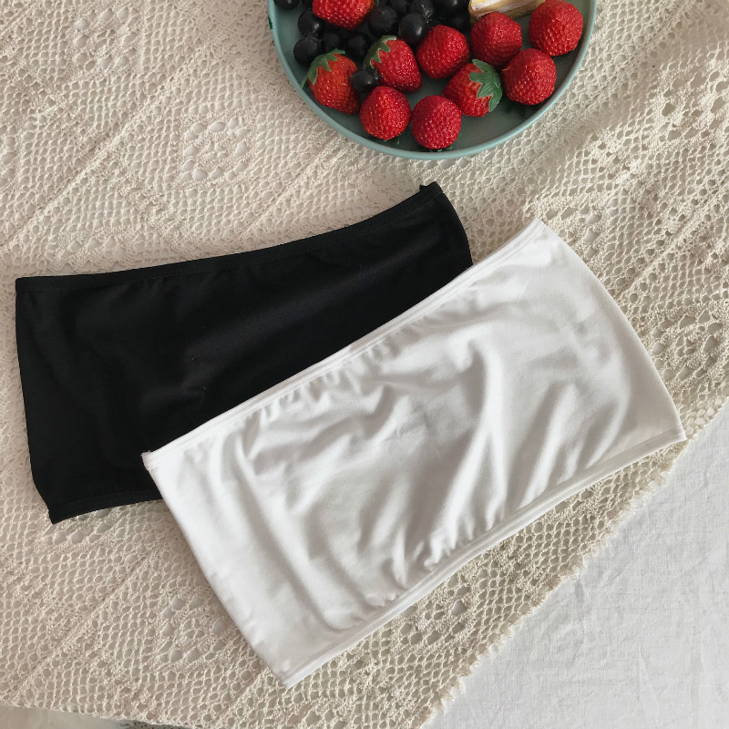 2024 sin correa de hombro de color sólido ropa interior de pecho de las niñas de la escuela anti-camera desnudo envuelto en el pecho sexy antideslizante base corta