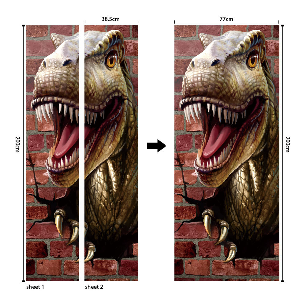 Pegatinas para puertas 3D respetuosas con el medio ambiente, autoadhesivos, fabricantes de origen al por mayor, patrones populares transfronterizos de alta definición, adhesivos para puertas impermeables, a prueba de aceite y antiincrustantes