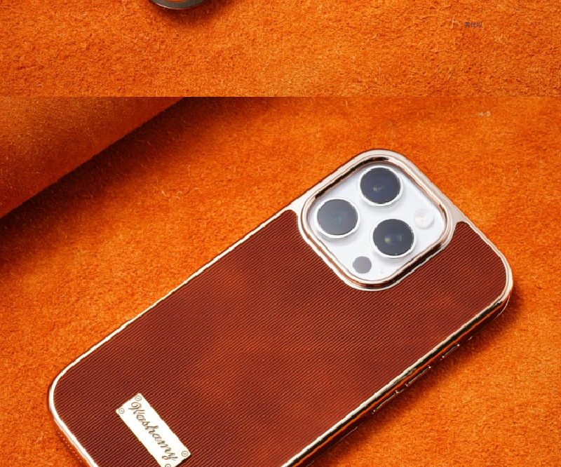 Ốp lưng iPhone 16 Pro Max bao da mạ điện chống rơi, hút từ tính — 【Nhãn kim loại màu đen★Da cừu mạ điện], 【Kim loại màu nâu vàng★Da cừu mạ điện], 【Nhãn kim loại màu nâu đỏ★Da cừu mạ điện], 【Dấu kim loại màu xám voi★Da cừu mạ điện] chi tiết 10