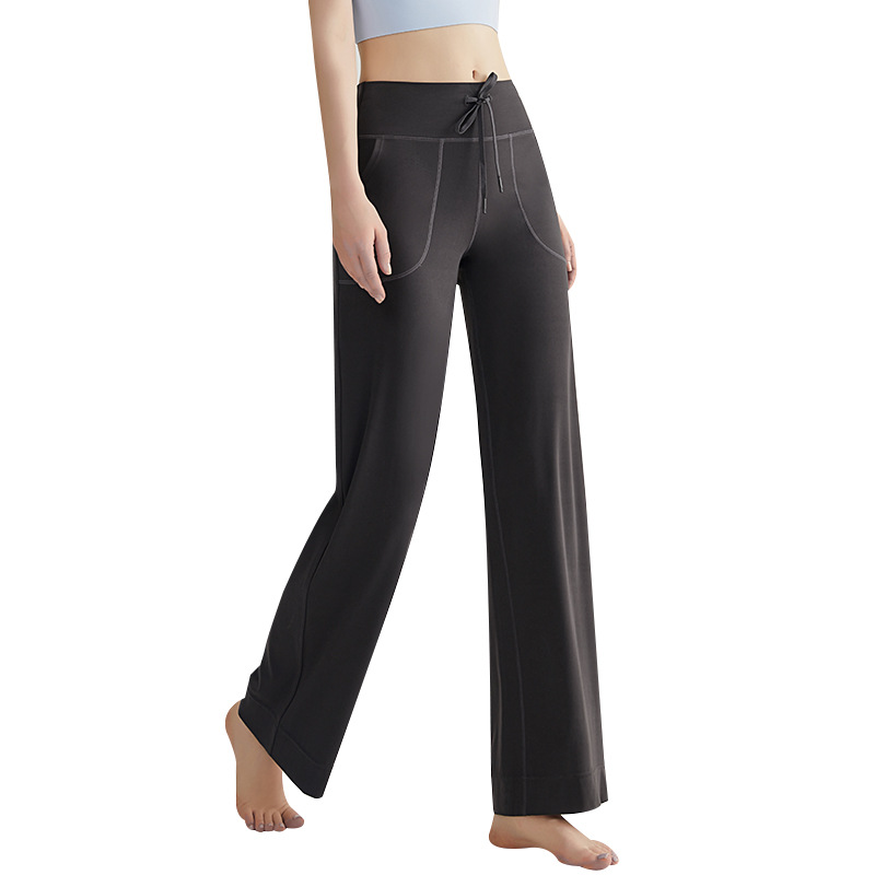 LAHN moda micropantalones pantalones de mujer de nueve puntos de alta sensación casual relajado recto de cintura alta delgada pantalones deportivos de piernas anchas image 6