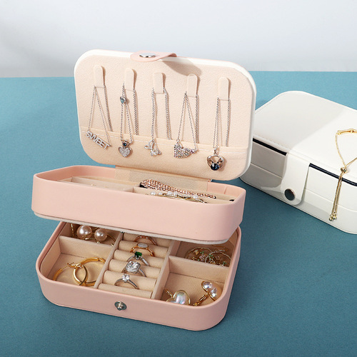 High-end lightweight luxury gold jewelry box set for home use, multi-layer large capacity bracelet storage portable jewelry box packaging