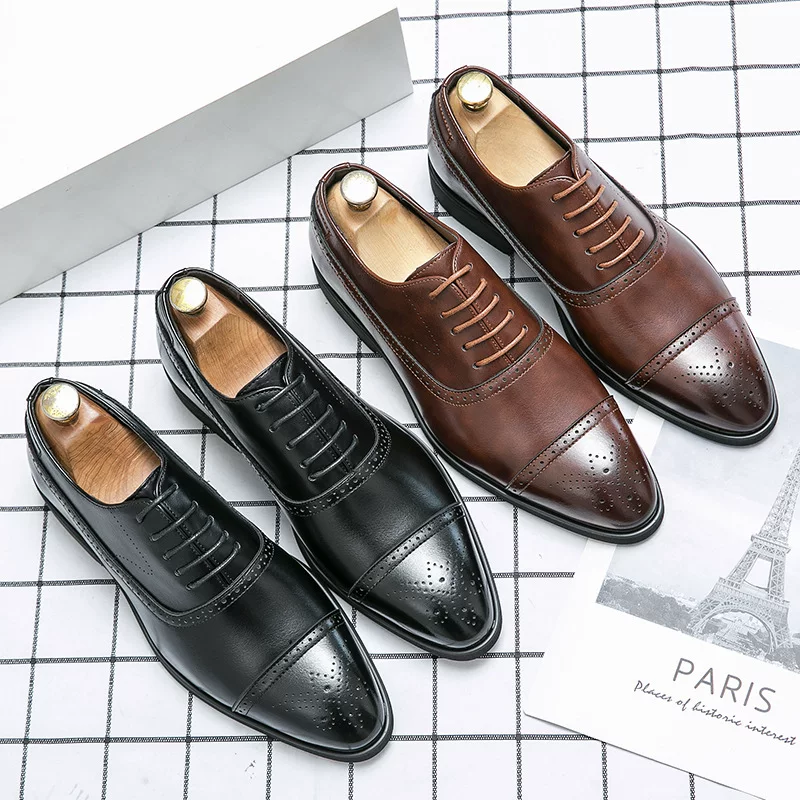 Cross-border 2025 New Amazon Pointed Toe British Style Leather Shoes Hairstyle Loafers Casual Leather Shoes Men's Wedding Men's Shoes