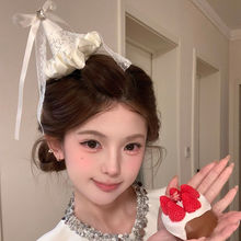 粉色生日头饰女韩系生日帽发夹发饰蝴蝶结礼帽氛围感拍照道具帽子