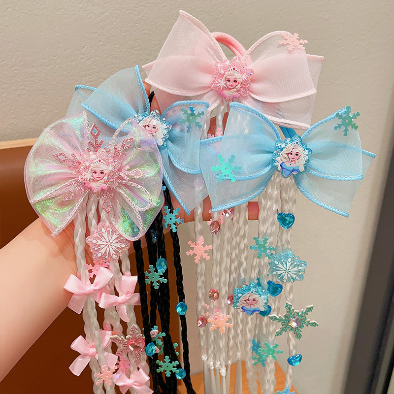 Hielo y nieve niños peluca trenzada princesa Aisha trenzada hielo y nieve chica curiosa anillo de cabello chica linda trenzada