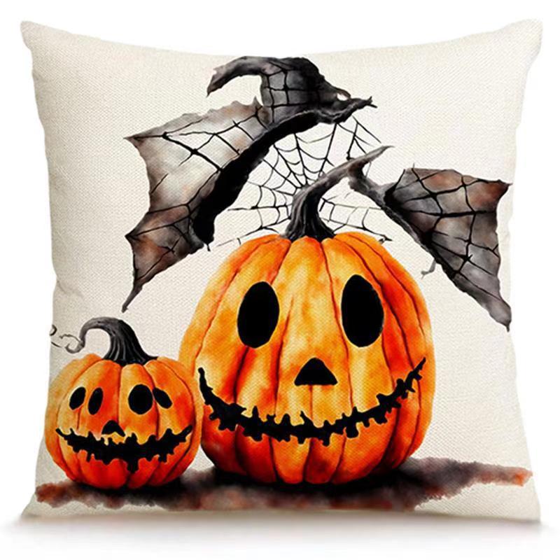 Transfronterizo Amazon Halloween impresión lino almohada cubierta bruja calabaza decoración doméstica almohada cubierta